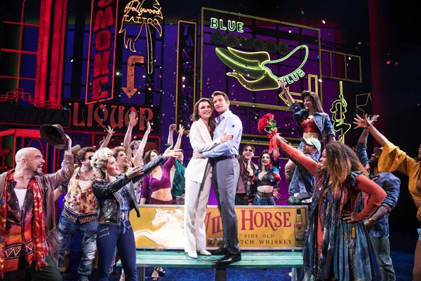 Pretty Woman The Musical. Pictured Center L to R, Samantha Barks, Andy Karl, and Company, Photo by Matthew Murphy, 2018
