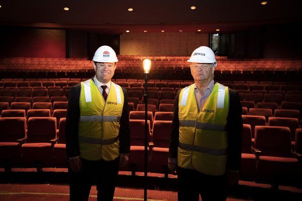 NSW Minister for Jobs Investment and Tourism Stuart Ayres(L)and Trafalgar Entertainment Executive Chairman Tim McFarlane