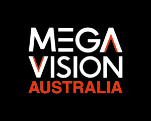 Megavision Logo STACKED on black bg 03 300x240